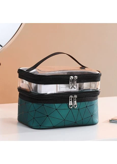 Зелена жіноча косметичка дорожня з ручкою 23х16х17 см No Brand (358100868)