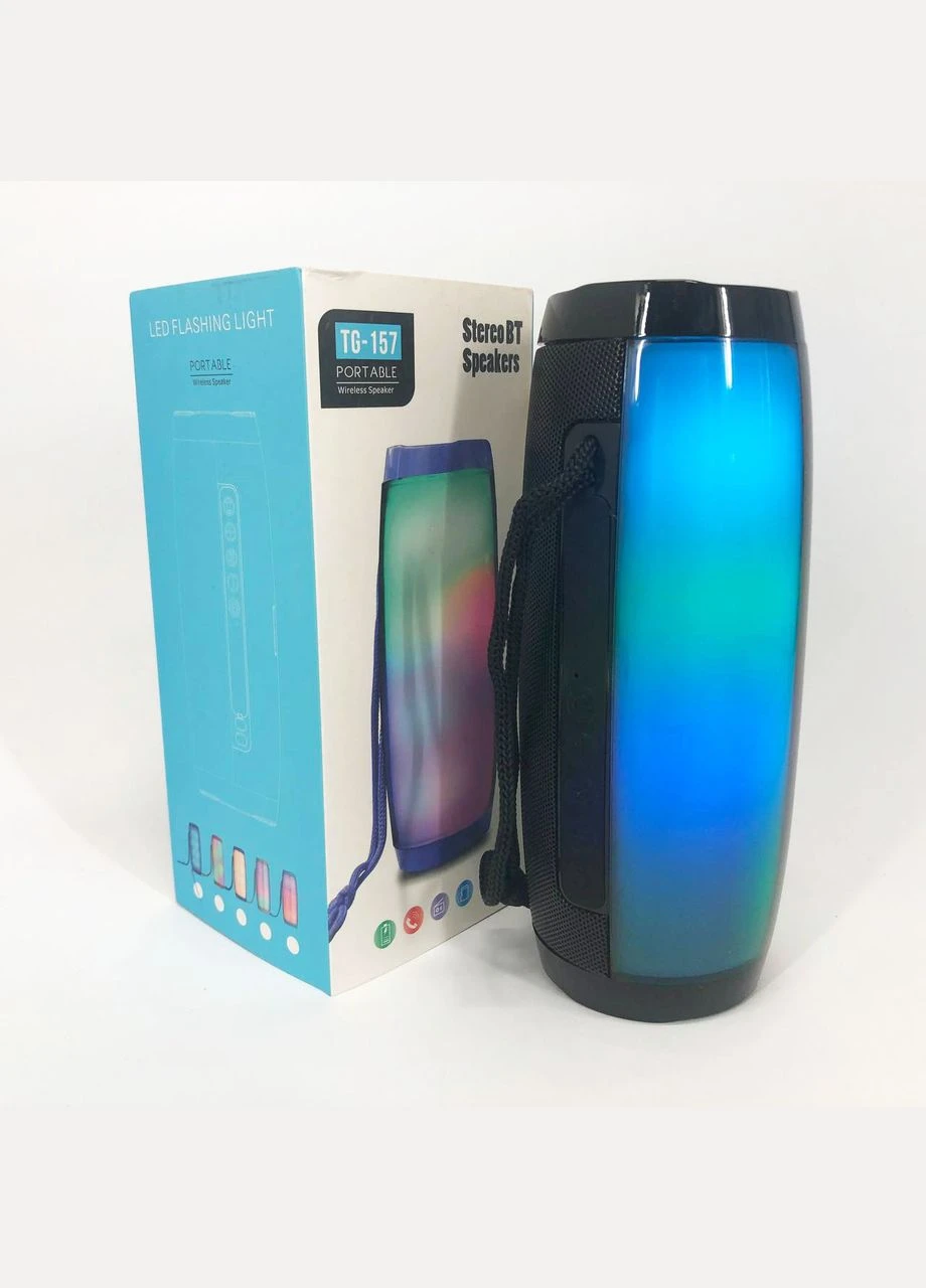 Портативна bluetooth колонка вологостійка TG157 Pulse з різнокольоровою підсвіткою. Колір чорний JC-15 Еверест (363044469)