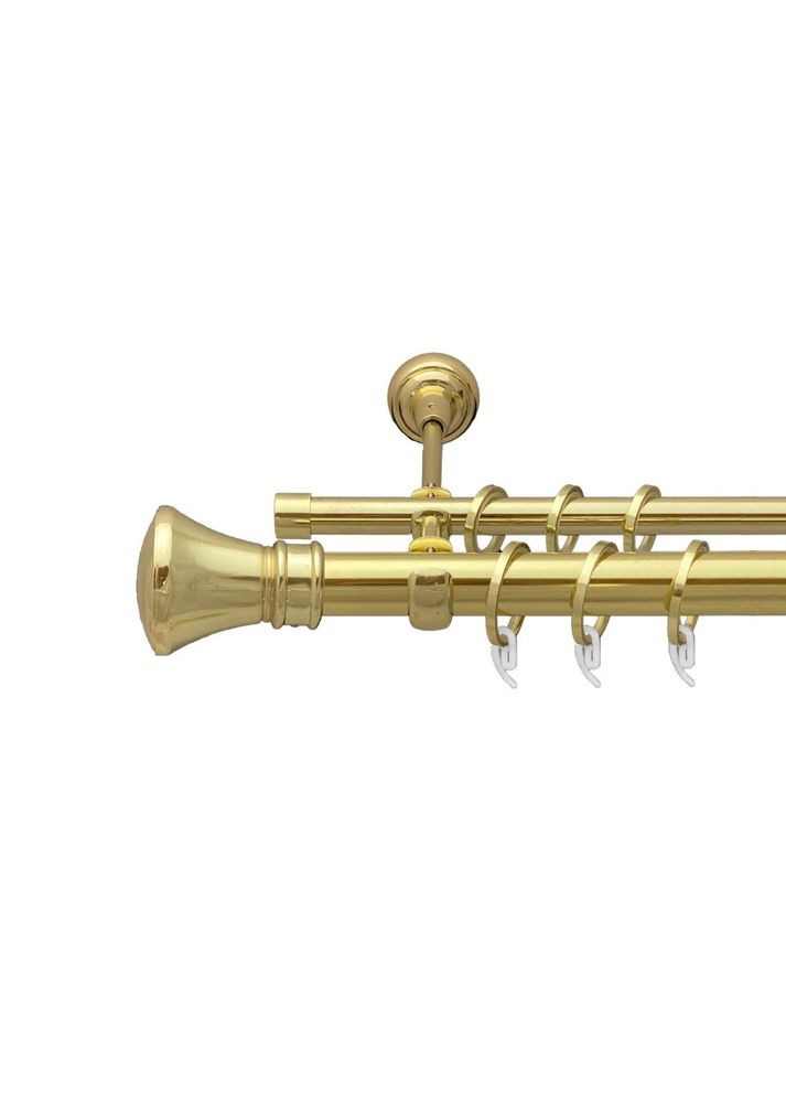 Карниз Люксор металлический двухрядный открытый гладкая труба Золото 25\16 мм 200 см (7035438) ORVIT (300797359)