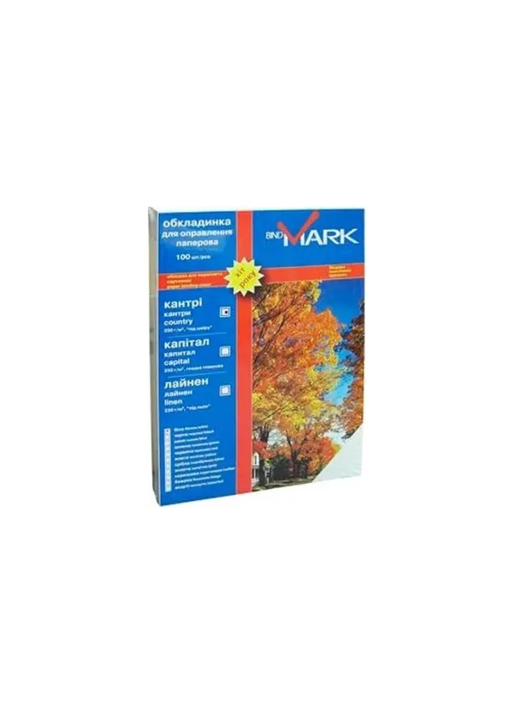 Обкладинка для палітурки карт. Кантри А4 230 г/м2 (100 шт.) белая (41701) BindMARK (391790758)