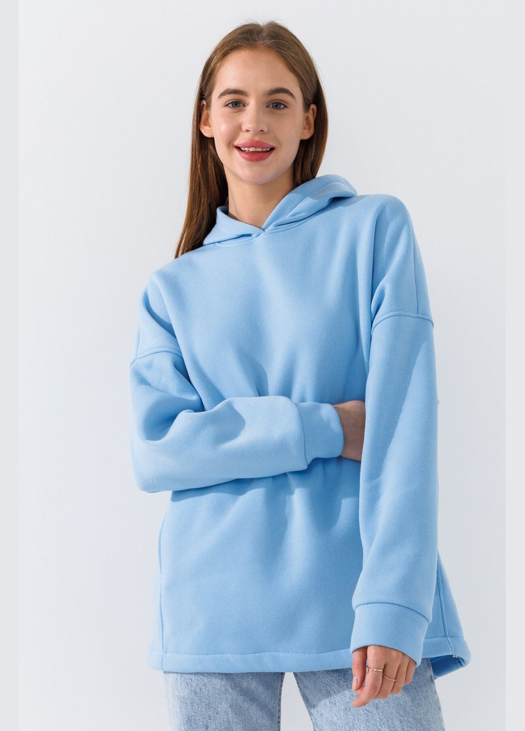 Худі однотонний жіночий 2440 Блакитний shop (2000990834775) On me (339108100)