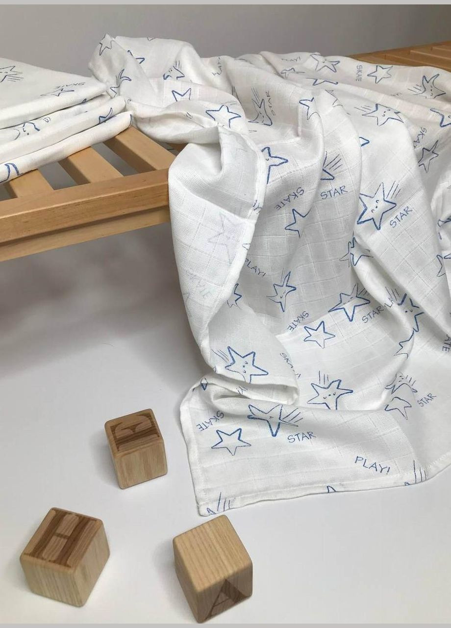 Пеленка муслиновая двухслойная Голубые звездочки 100x80 см Penetka (323210787)