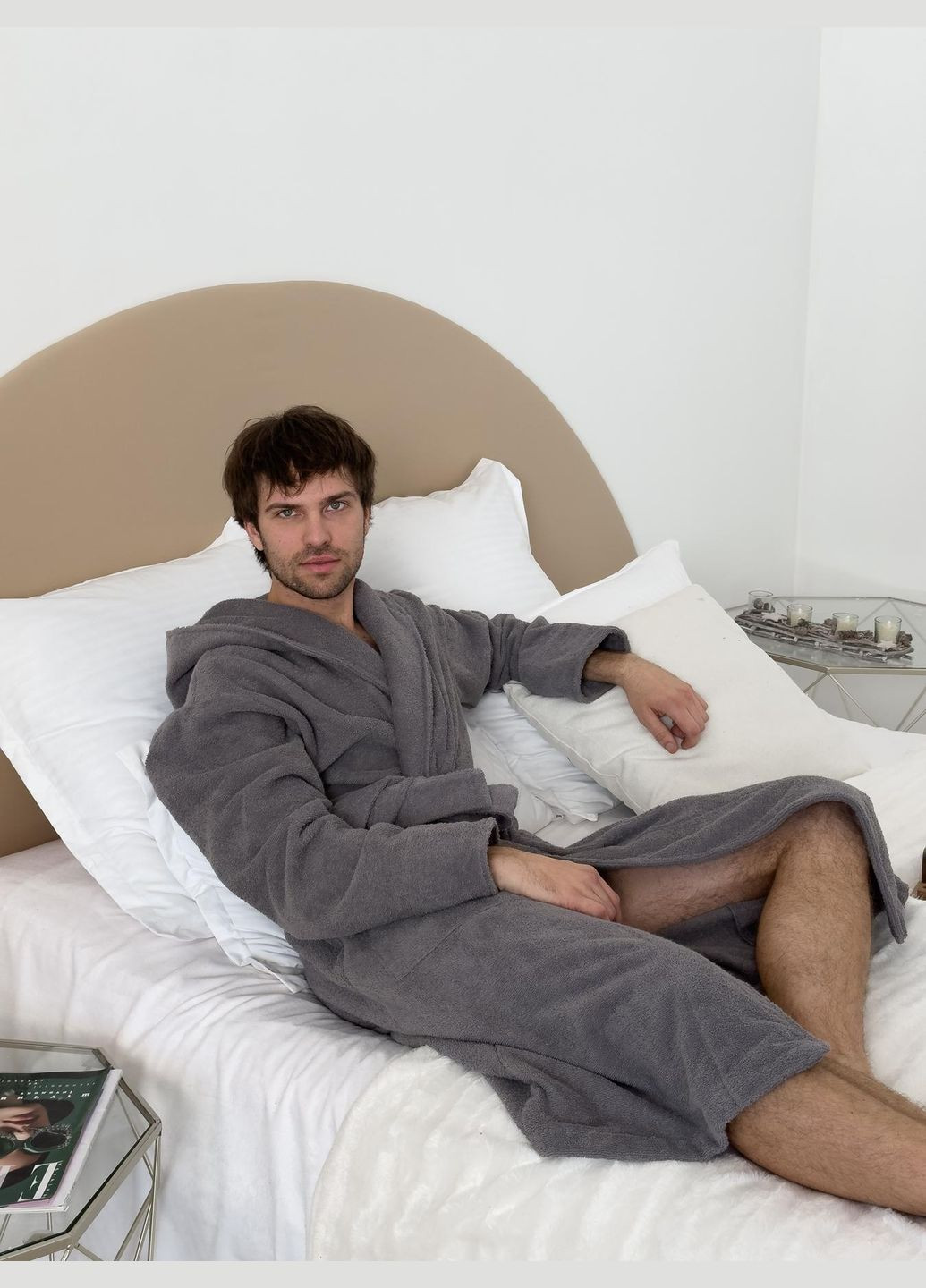 Чоловічий халат з капюшоном махровий Fortune Cosy (352769768)