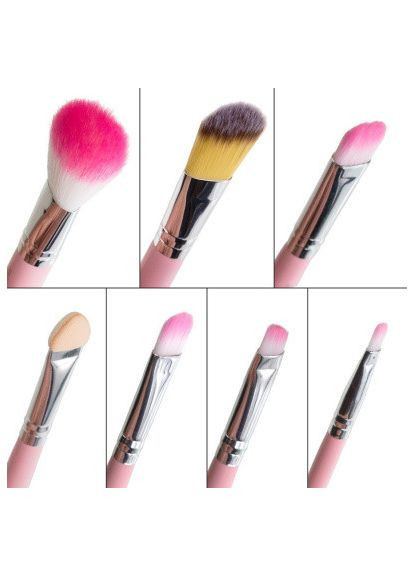 Набір пензлів для макіяжу 7 шт у металевому футлярі PINK MB-210 MaxMar (302722840)