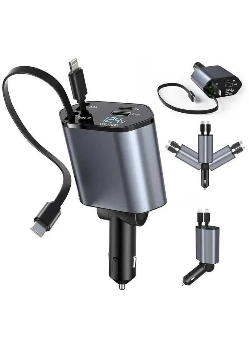 Автомобильное зарядное устройство в прикуриватель с быстрой зарядкой 4в1 Type-C 14x6.5x3.5 см (2104618591) No Brand (336213557)