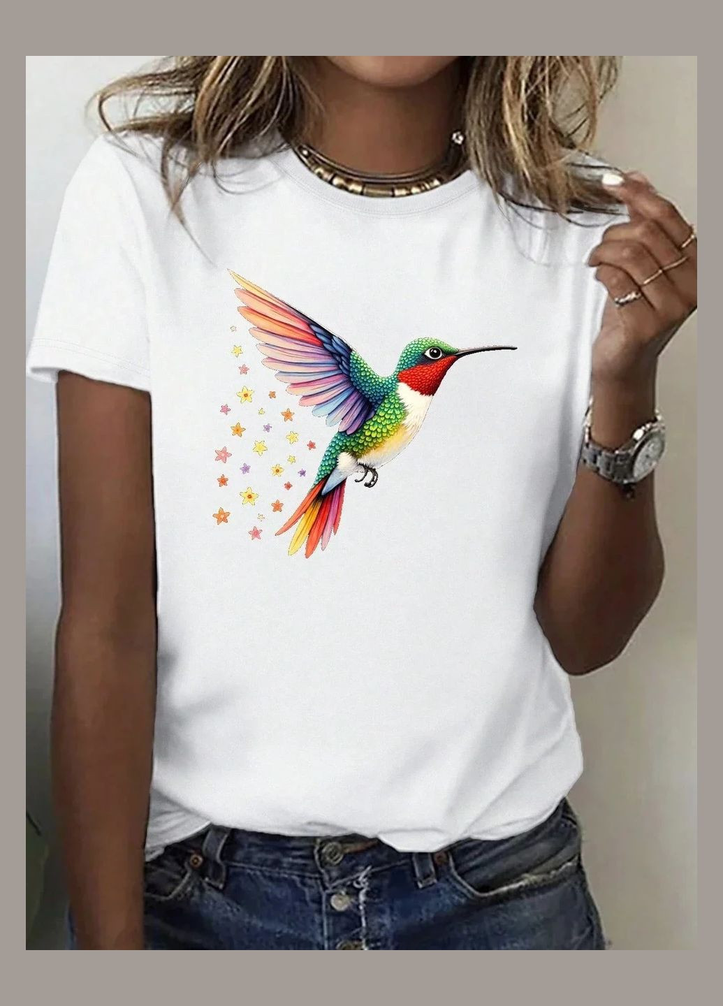 Футболка жіноча з принтом Біла 2634324642 No Brand - (341250049)