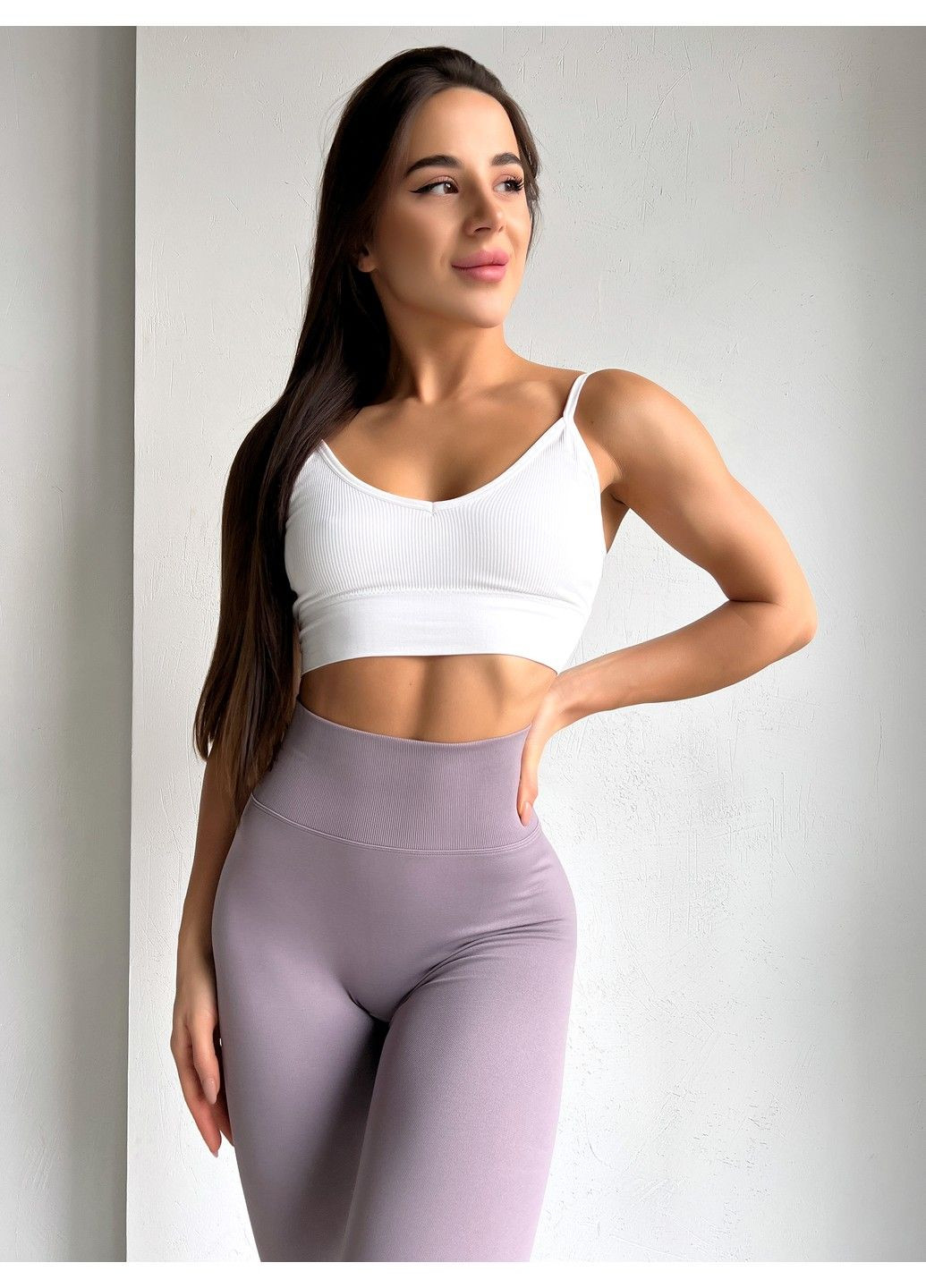 Лосини з пуш ап спортивні жіночі для фітнесу з V-подібним поясом Basic FITCRUSH (338379833)