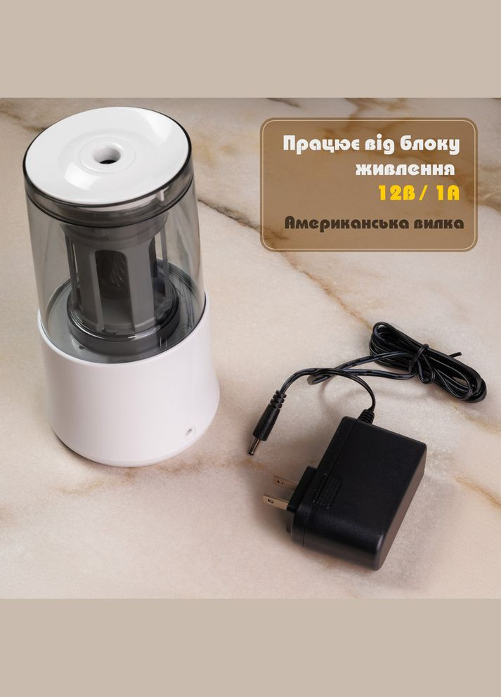 Точилка для олівців 8038 USB (6-12 мм), біла Tenwin (327041830)