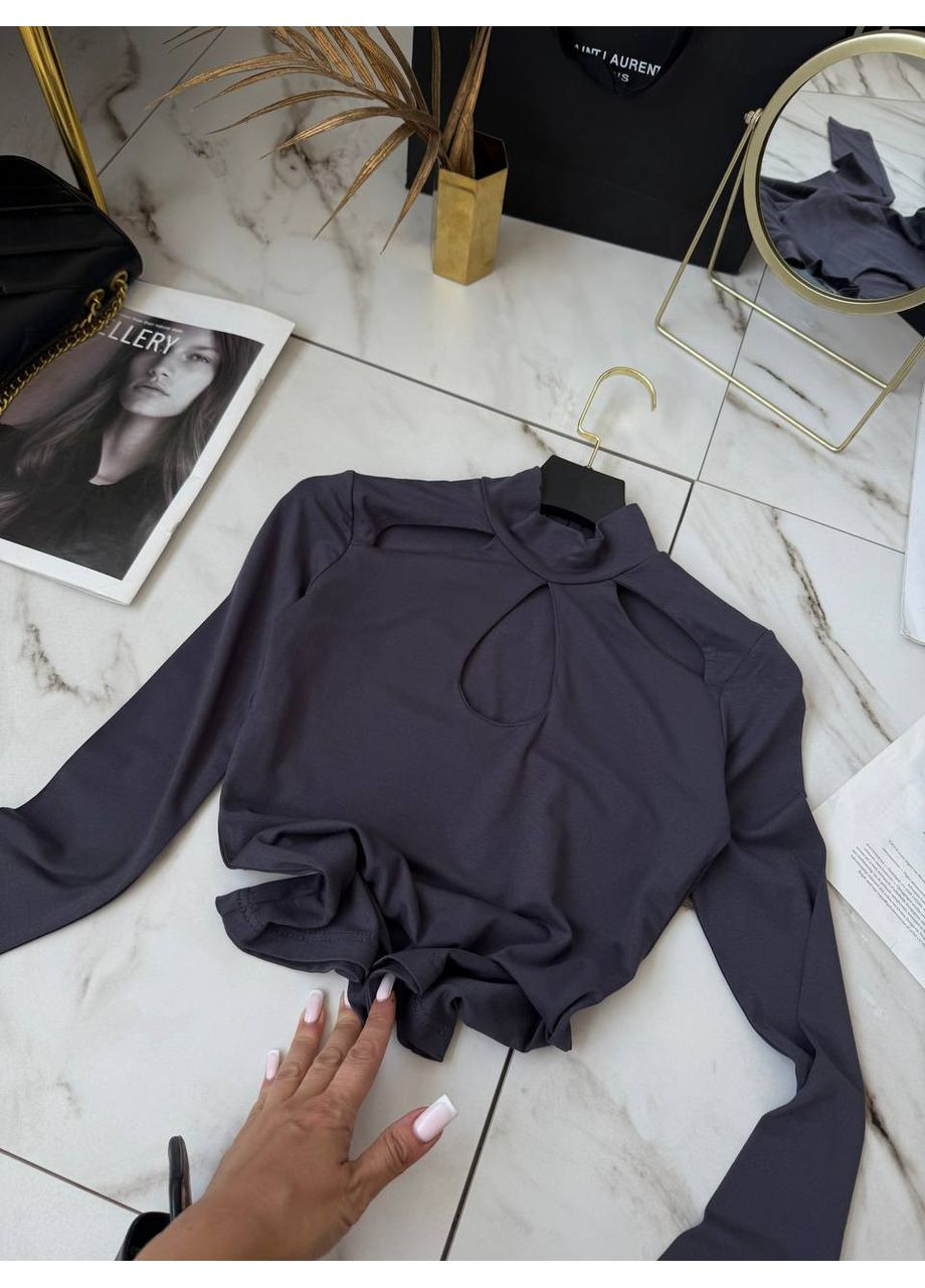 Графітовий жіночий лонг з вирізами No Brand Р1559-7077/1