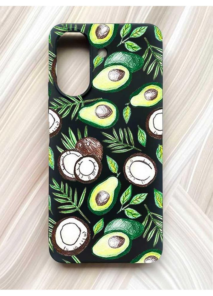 Матовий чорний чохол на Xiaomi Redmi 13C / Poco C65 Авокадо і кокос (принт 303) Creative (355405316)