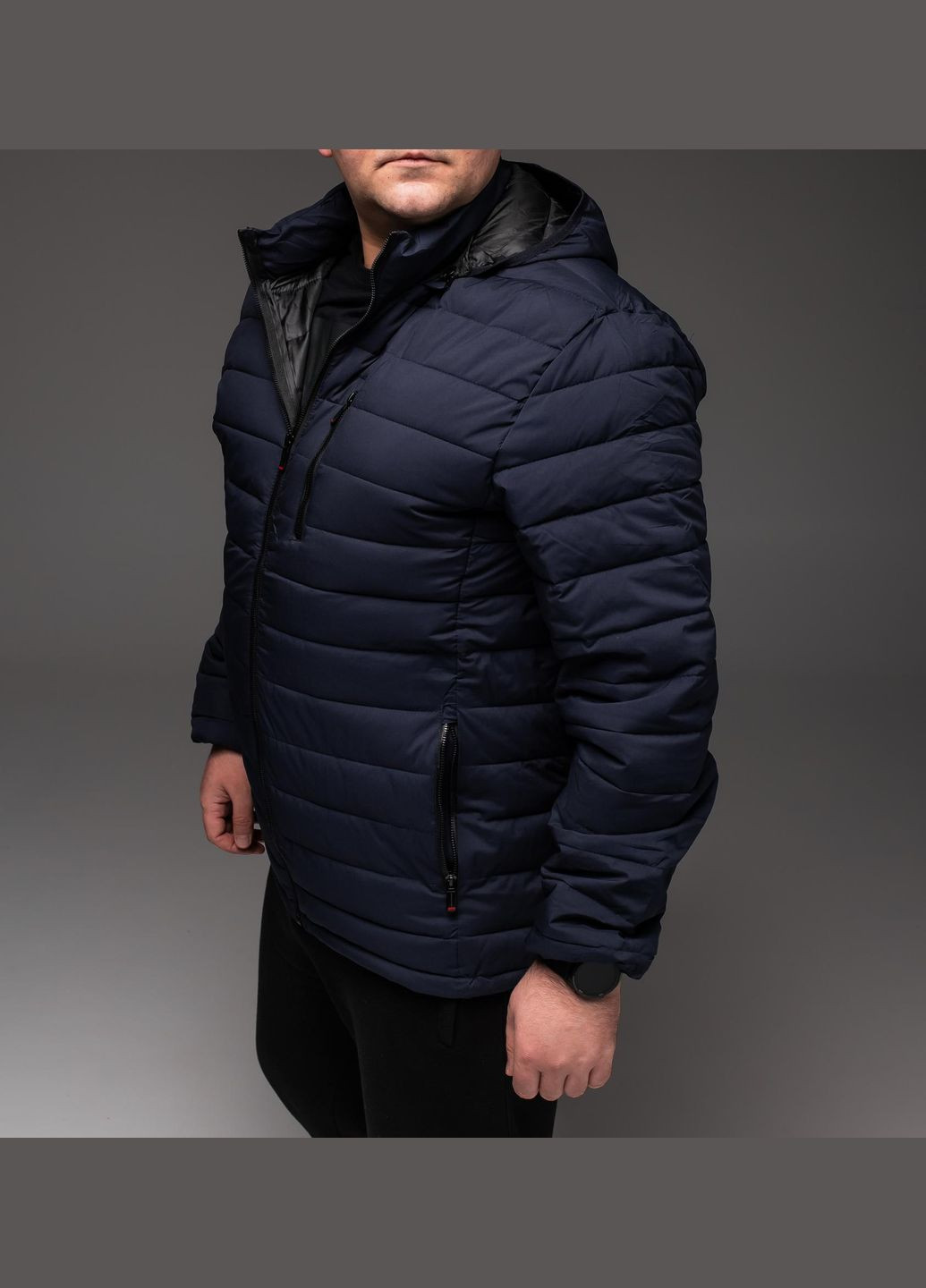 Темно-синяя демисезонная куртка стебана с капюшоном большие размеры весна/осень No Brand