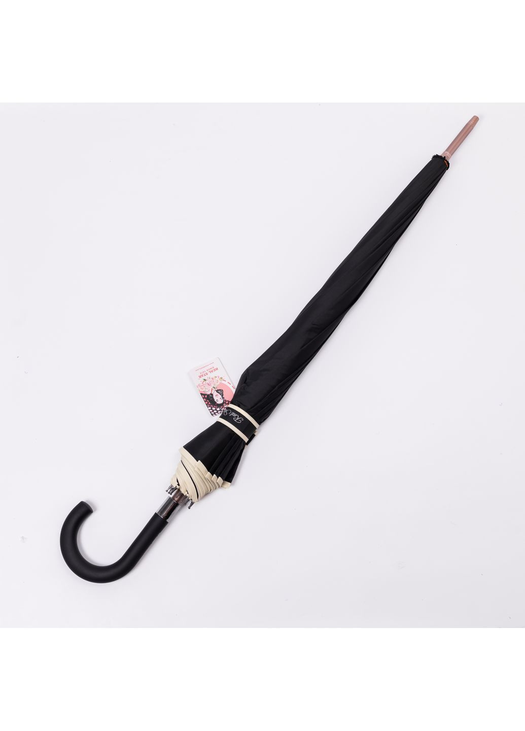 Чёрный зонт-трость полуавтомат складной 120 см, черный yiwu hp-23-16b (364685070)