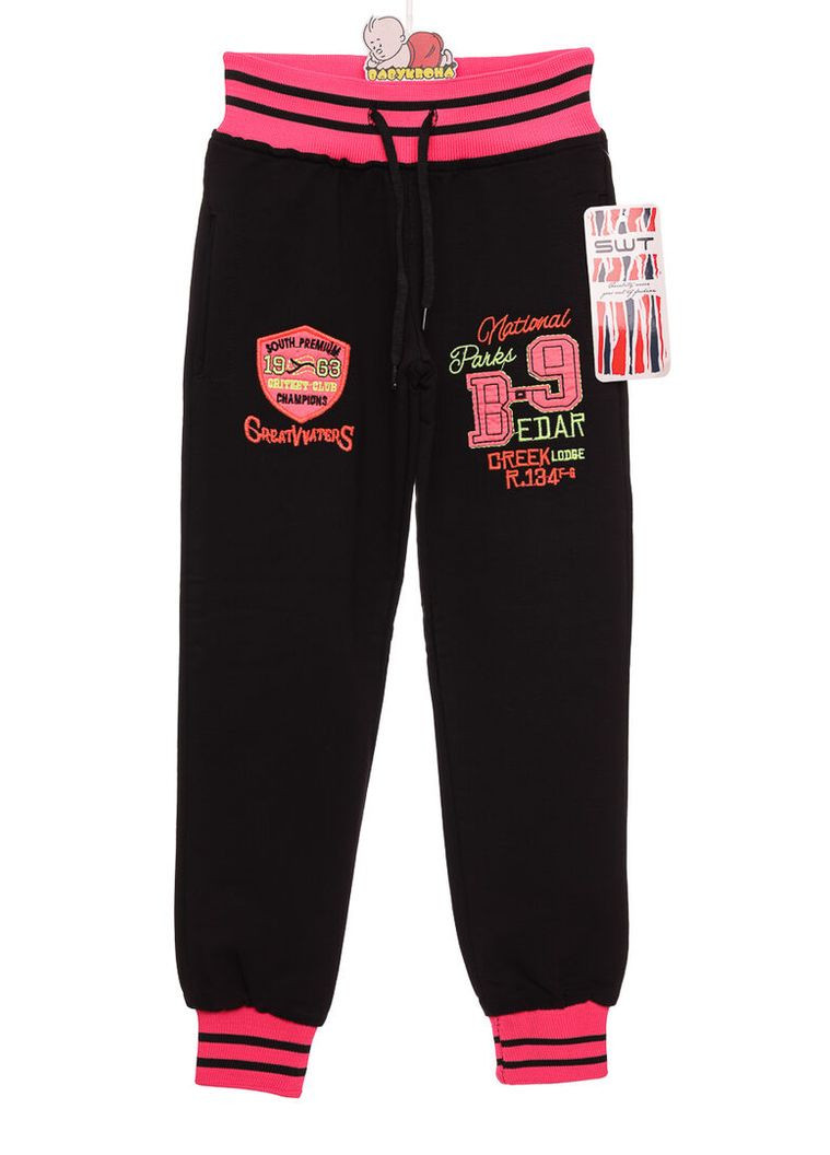 Черные демисезонные джоггеры штаны для девочки трикотажные в-9 черные 146 см (36187) BABYKROHA