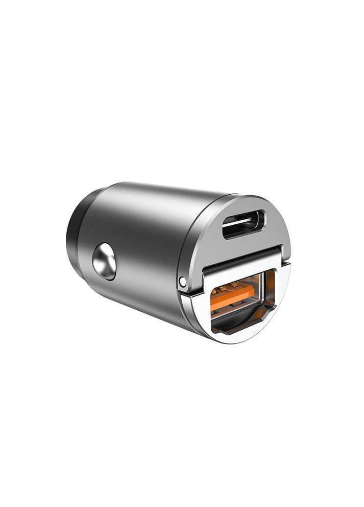 Автомобільний зарядний пристрій A908 Mini Metal (USB/USB-C/4.8A/30W)- графітовий Aspor (368561162)