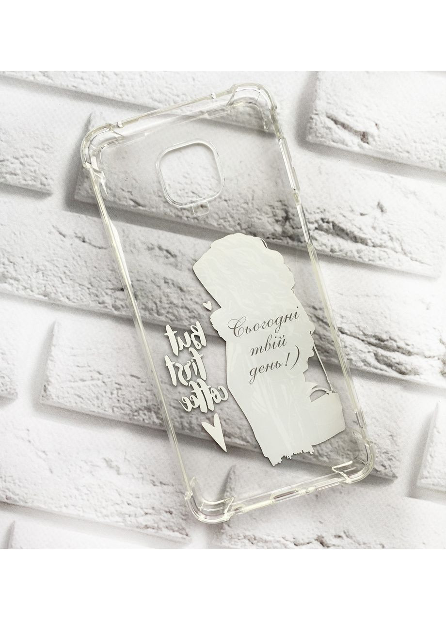 Чехол с утолщенными углами на Xiaomi Redmi Note 9 Pro / 9S / 9 Pro Max Девушка с кофе принт 114 Creative (359500373)