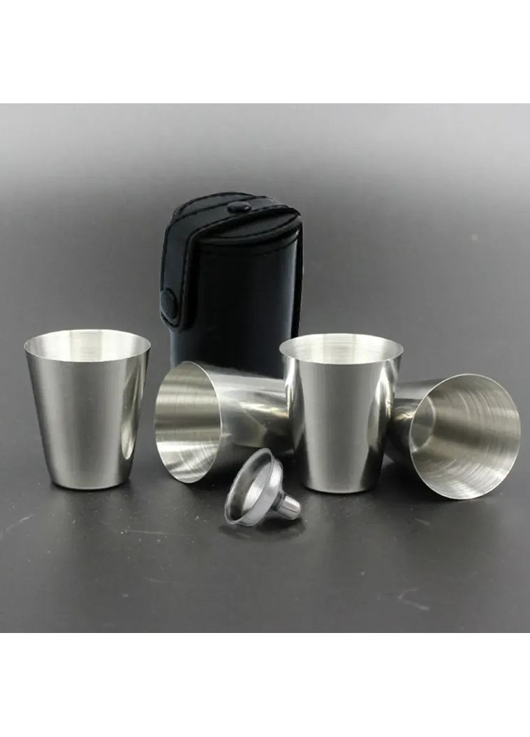 Набір чорна фляга з чарками "Bos drink whiskey", англійська, Дерев'яна подарункова коробка з гравіюванням, 210 мл BeriDari (365439429)