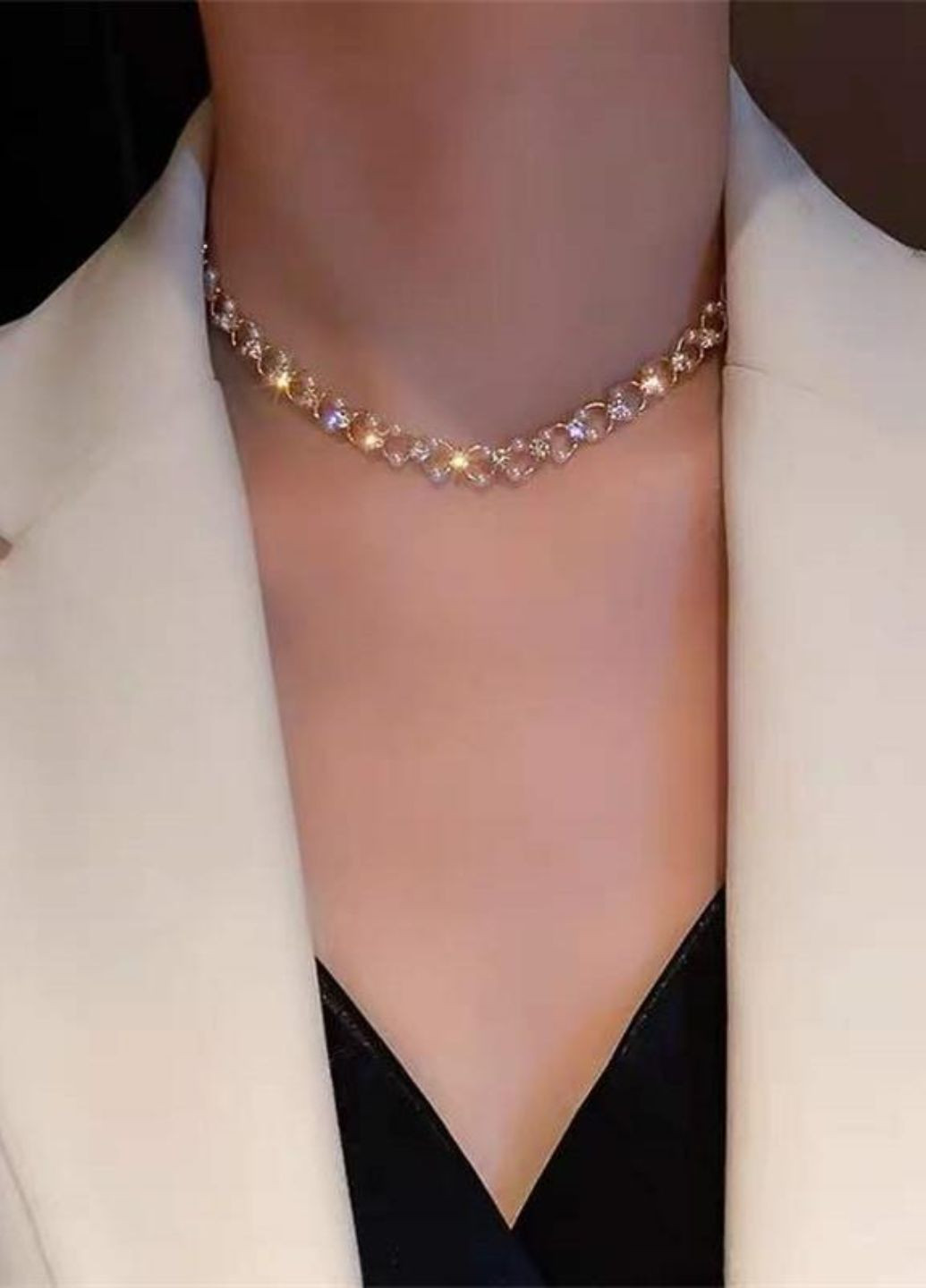 Ланцюжок-чокер жіночий з камінцями та бусинками Fashion Jewelry (322765897)