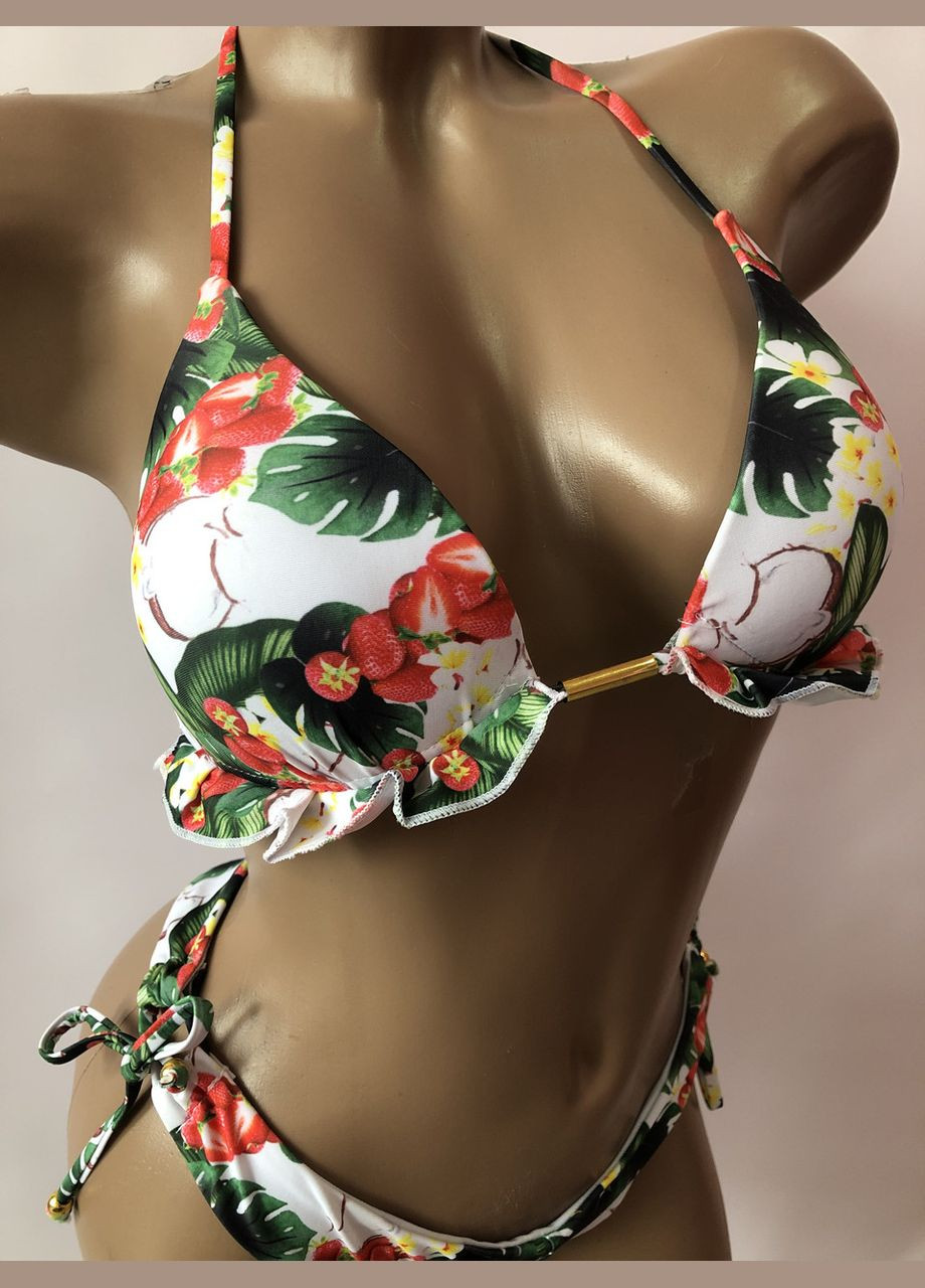 Зелений демісезонний жіночий роздільний купальник на зав'язках (арт.6057) No Brand