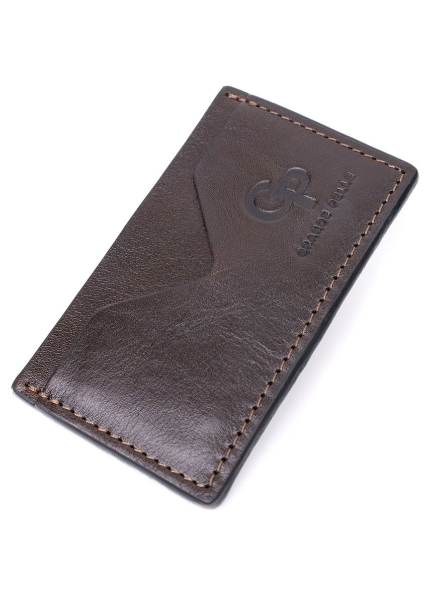 Компактный кард-кейс из натуральной кожи 11629 Коричневый Grande Pelle (331913512)