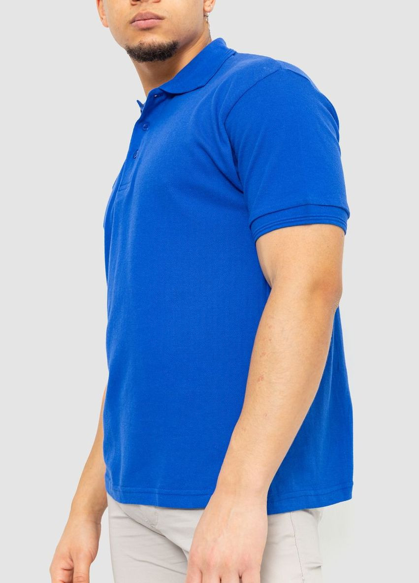 Синяя поло мужское однотонное 244r015 с длинным рукавом Ager