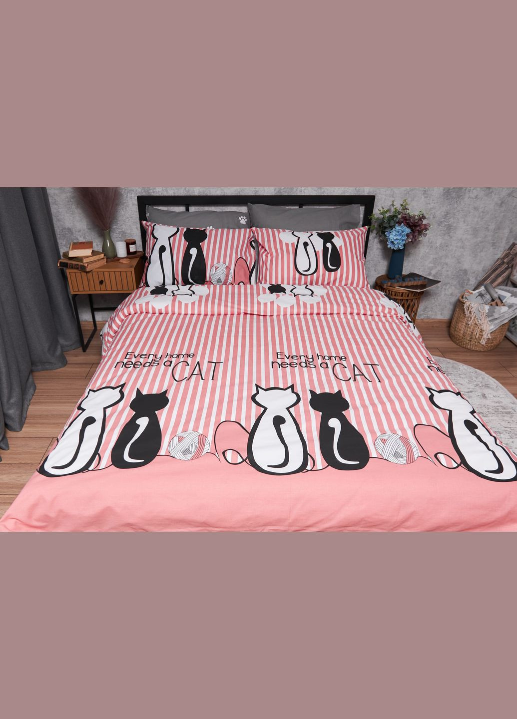 Комплект постільної білизни Бязь Gold Люкс King Size 220x240 наволочки 2х40х60 (MS-820003220) Moon&Star Cat (288043246)