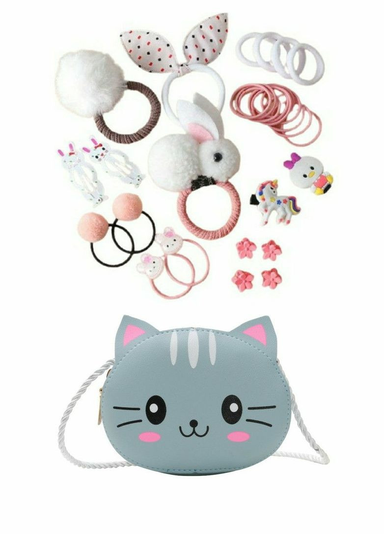 Набор детских шпилек резинок украшений подарок для девочки с сумочкой 23 PRC (334002184)