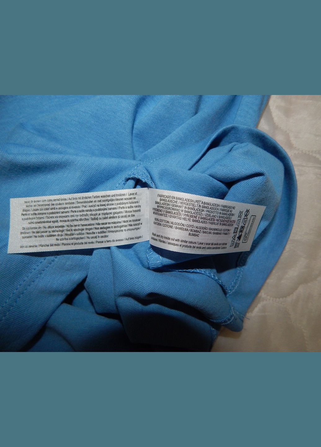 Голубая мужская футболка cares оригинал р.48 145fm Primark