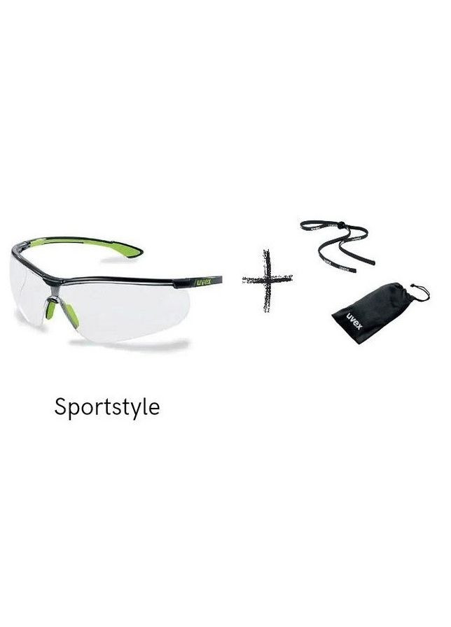 НАБІР " SAFETY SPORT CLEAN"- Захисні окуляри Sportstyle з прозорою лінзою + сумочка + ремінець Uvex (361949590)