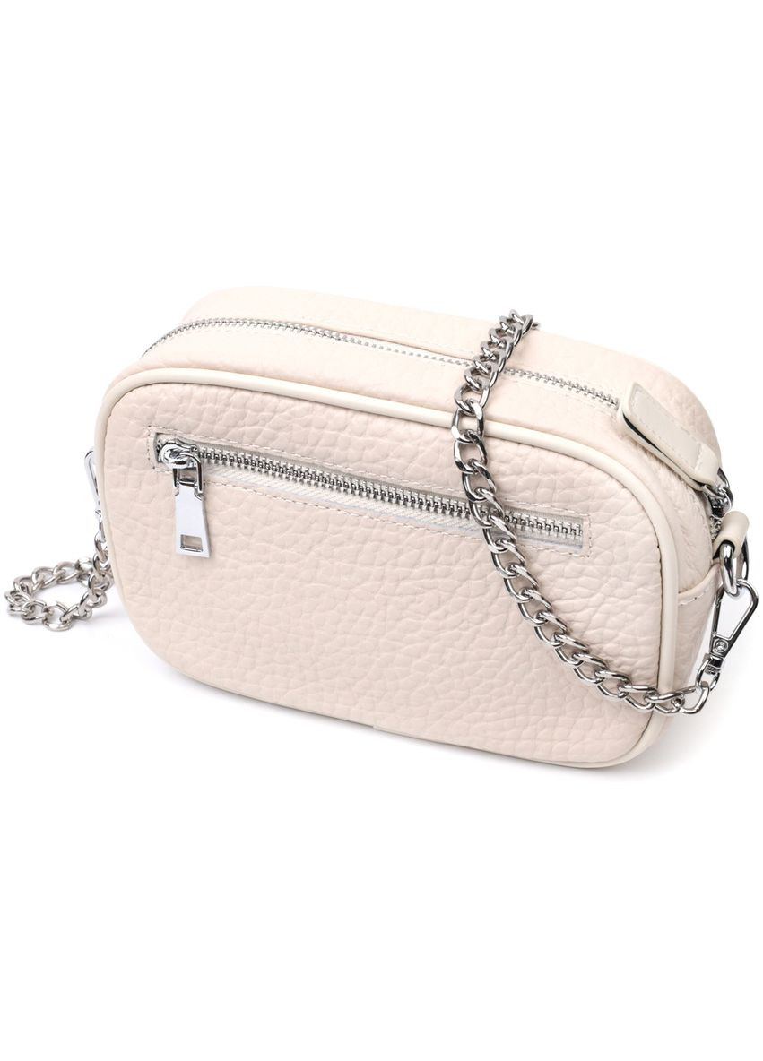 Шкіряна сумка декорована металевими кнопками 22334 Біла Vintage (331913326)