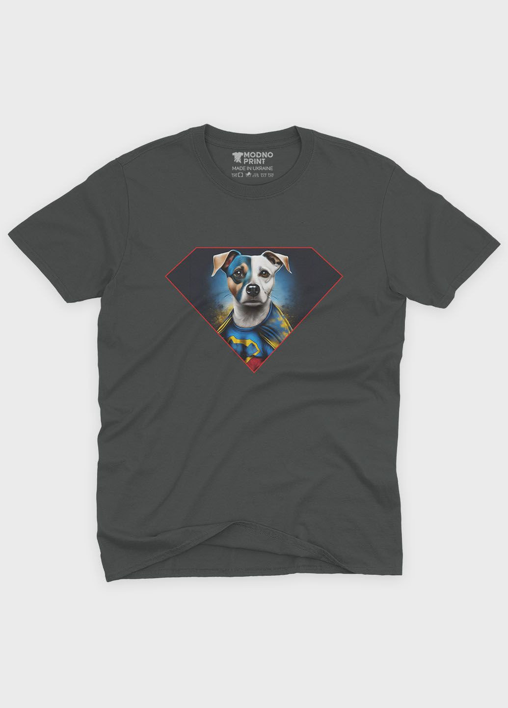 Темно-сіра чоловіча футболка з патріотичним принтом пес патрон (ts001-5-slg-005-1-135) Modno