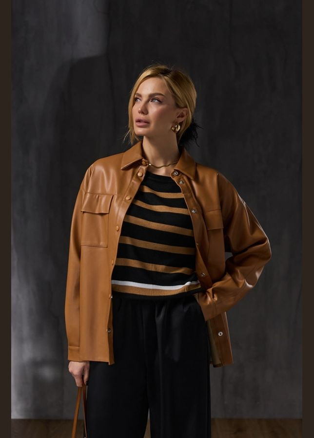 Светло-коричневая повседневный рубашка Triko Bakh