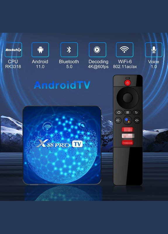 Pro TV 4/64 ГБ, Android TV 11, WIFI 6, Голосове керування X88 (322141661)