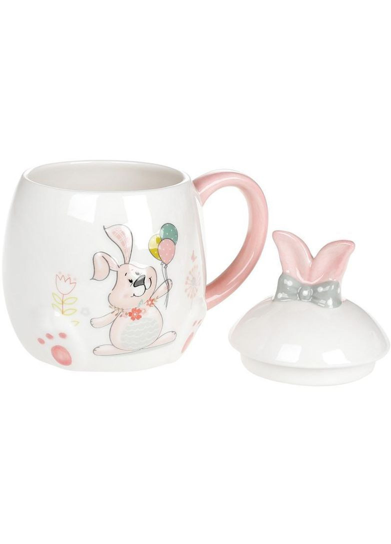 Кружка керамическая "Веселый кролик" 450мл с крышкой Bona (330139147)
