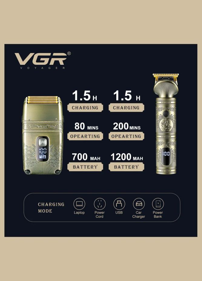 Набір тример і шейвер VGR V-649 для догляду за бородою та волоссям - Догляд за тілом No Brand (342369197)