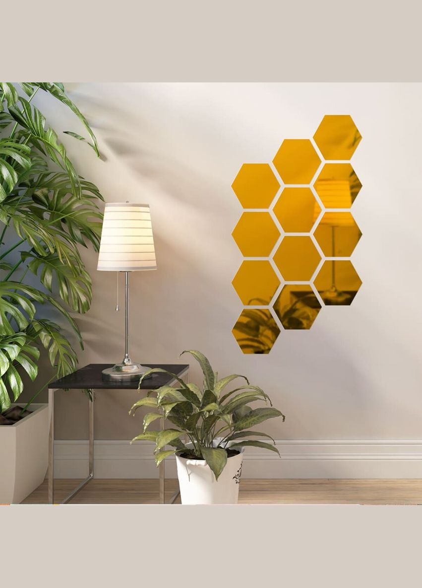 Зеркальный декор акриловый самоклеющийся 125*105мм золото, 12шт (D) SW-00002517 Sticker Wall (370944107)