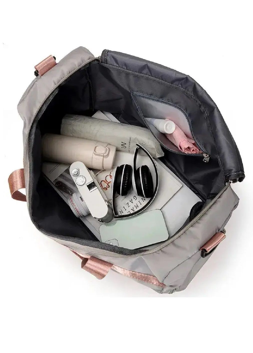 Сумка дорожная с отделом для обуви съемным плечевым ремнем креплением на ручку чемодана 48х31х23 см (481800-Prob) Пудровая Unbranded (366422649)