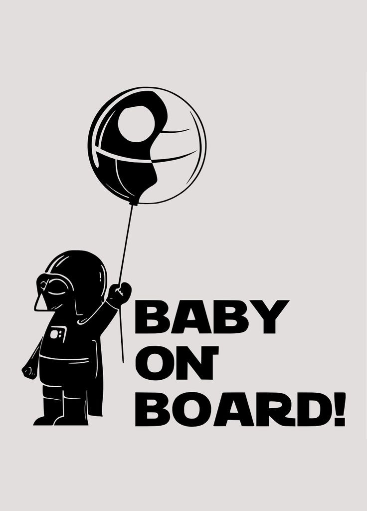Виниловая наклейка на автомобиль Baby on Board - Дарт Вейдер и монтажная пленка 50x48 см No Brand (317753740)