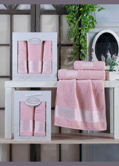 Набор полотенец Cotton — Ornament Light-pink 50*90+70*140 Gulcan розовый