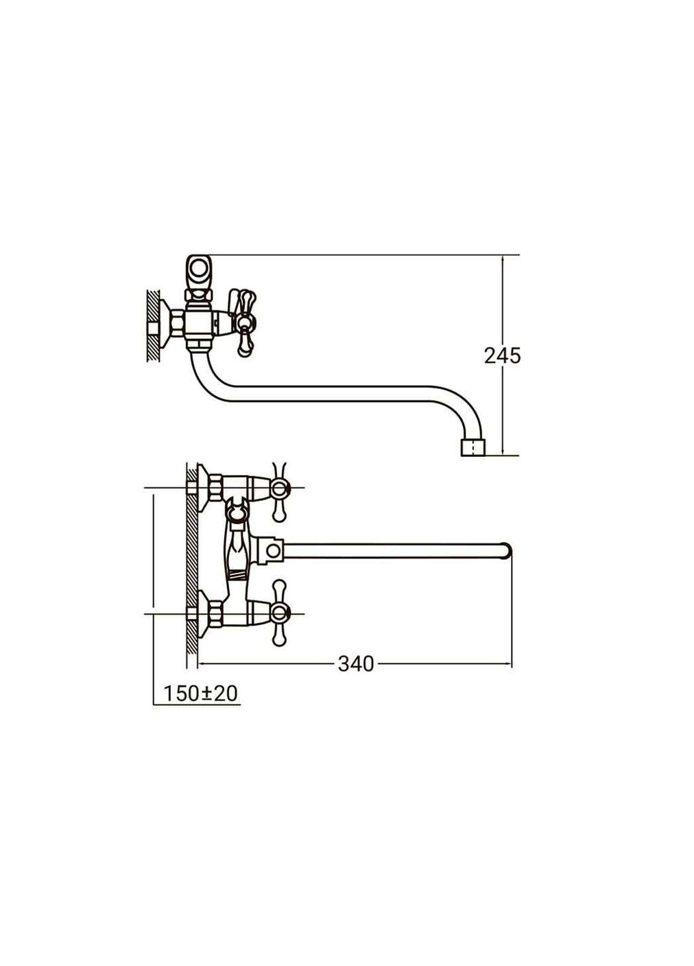 Смеситель встроенный PM 1/2 для ванны гусь изогнутый дивертор 9780220 AQUATICA (357216597)