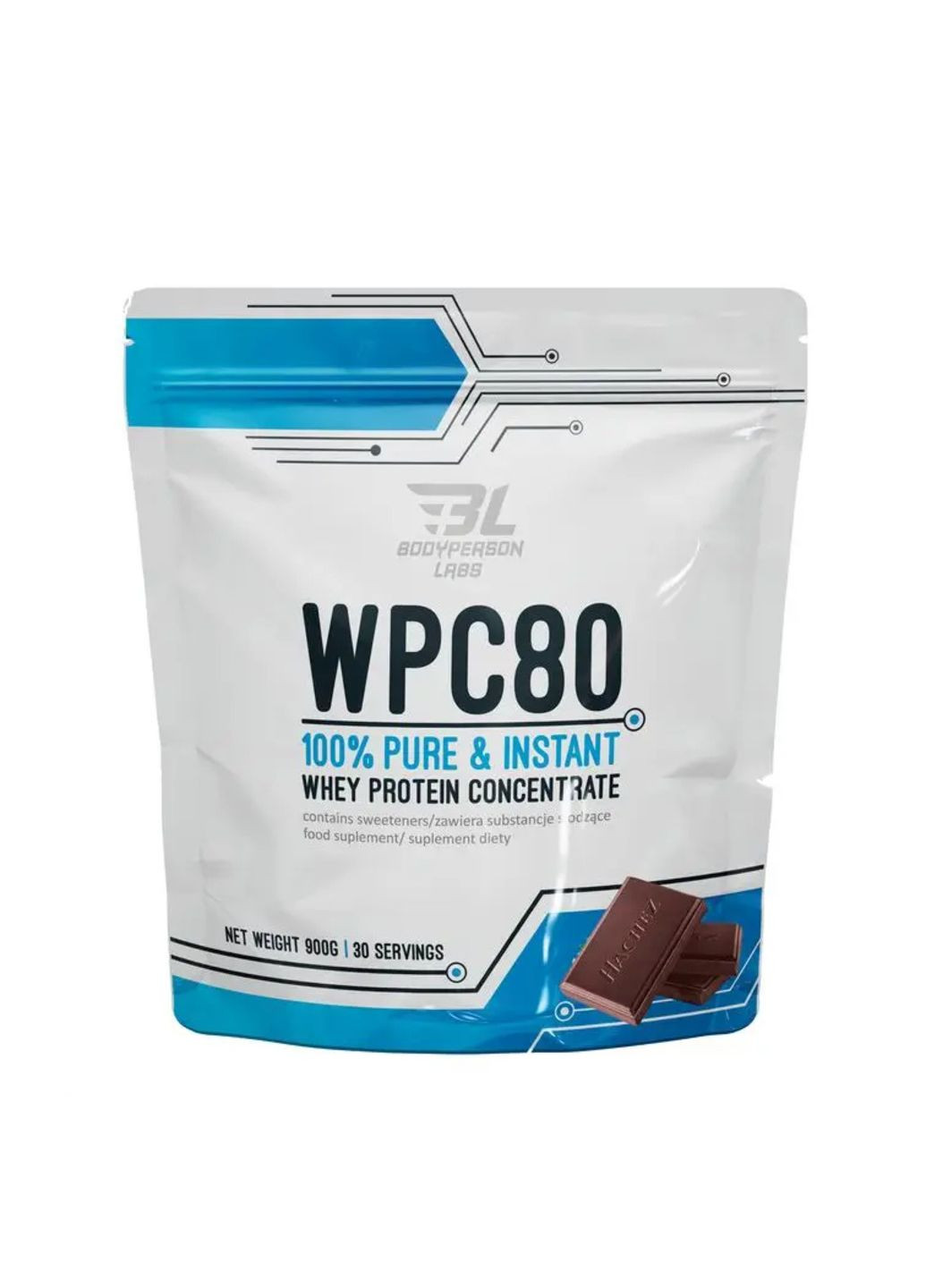 WPC80 - 900g Сhocolate Протеин для роста мышц Bodyperson Labs (282824630)