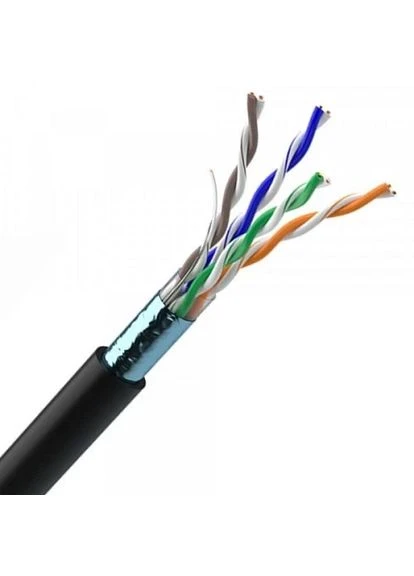 Кабель кручена пара КНПЕ FTP (4*2*0.51) 4p 24 AWG (CCA) ізоляція ПЕ екран для нар. робіт 305м Black Corton BOX Merlion (401886243)