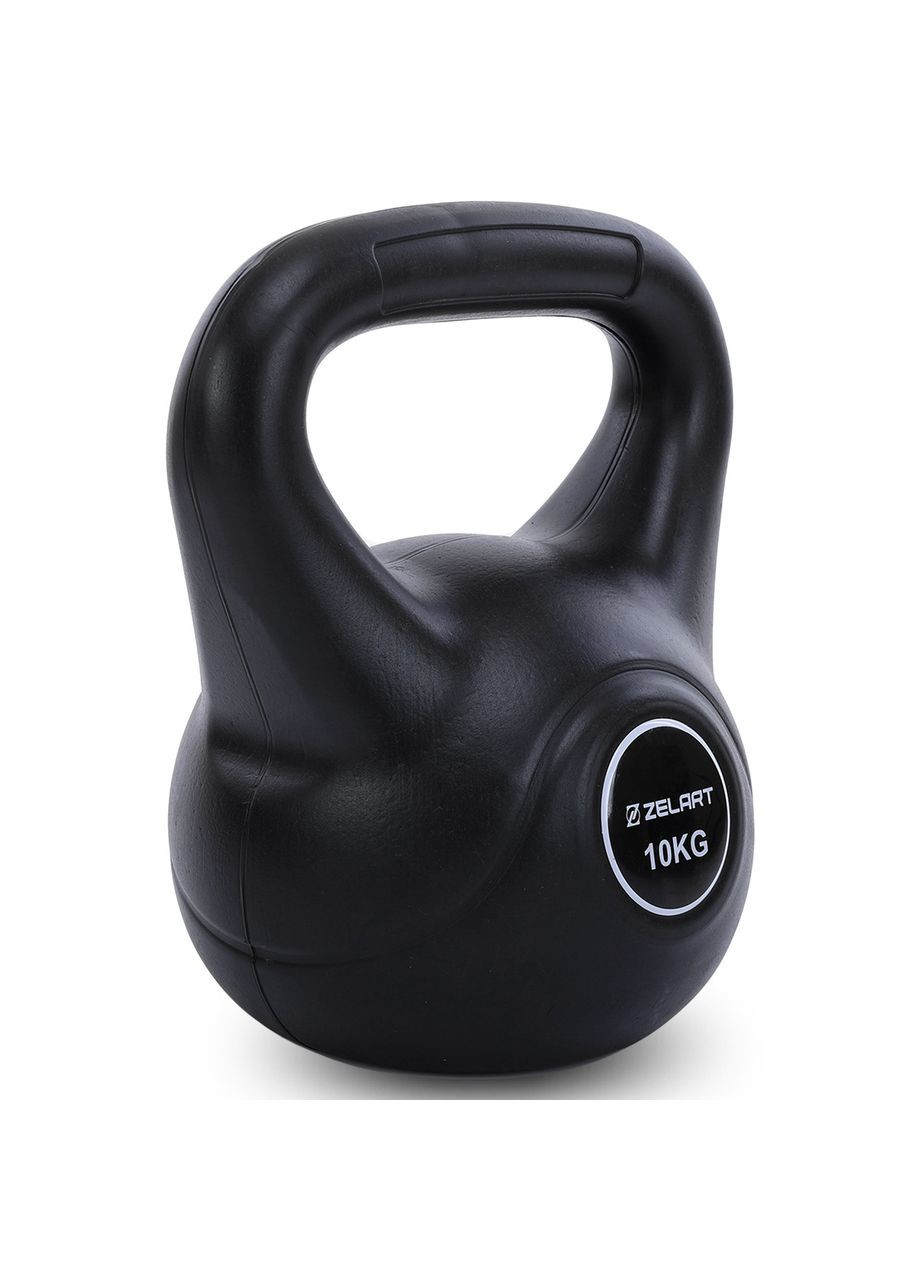 Гиря тренувальна цільна пластикова TA-5427-10 10кг (наповнення цемент, чорний) Zelart (361435667)
