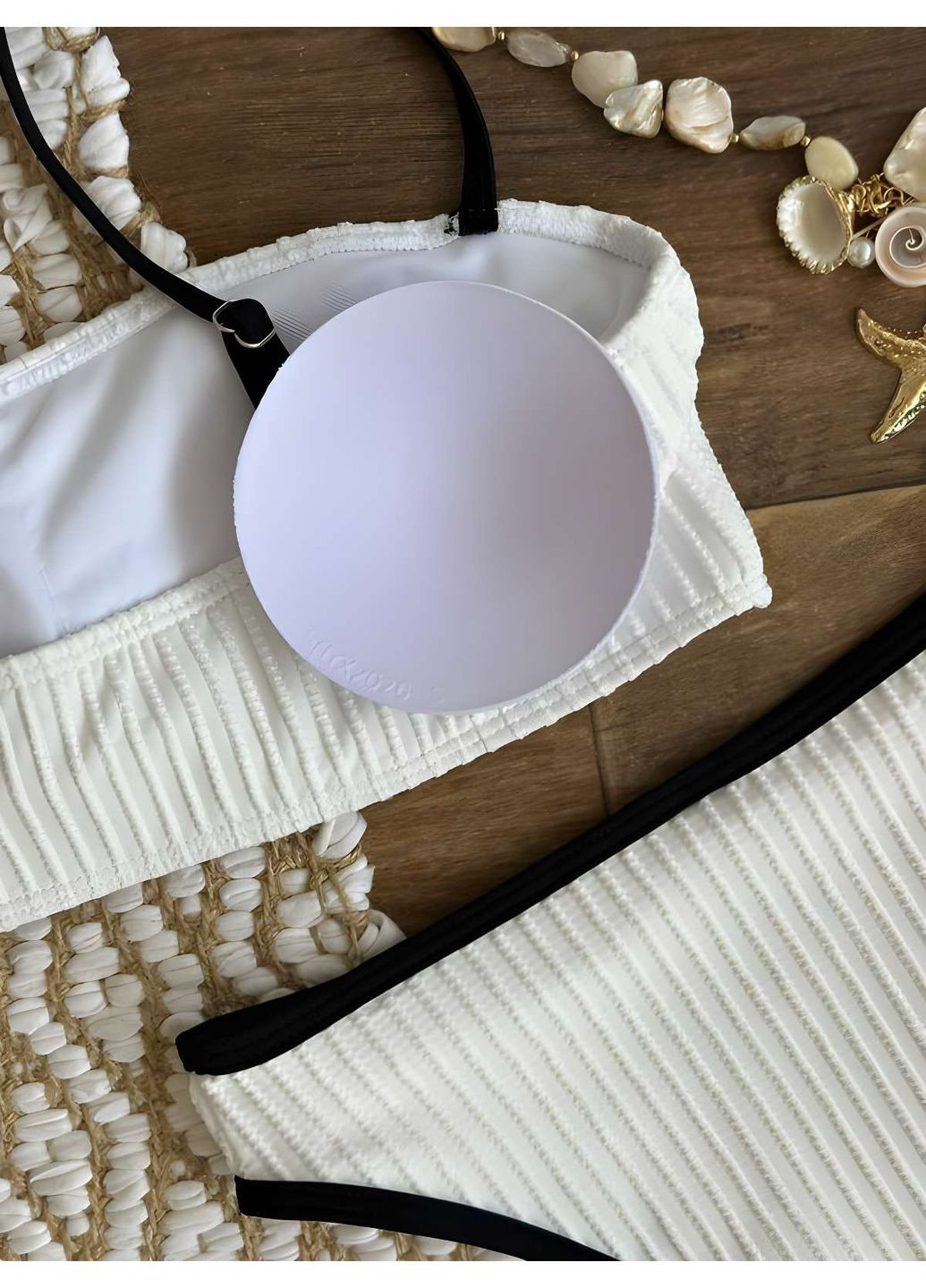 Білий літній жіночий літній білий роздільний купальник No Brand