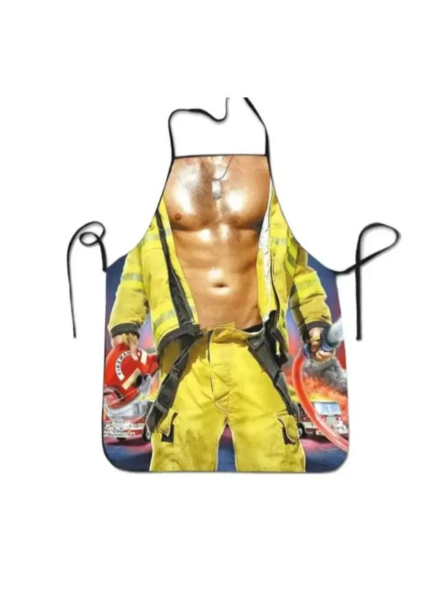 з приколом для чоловіків Пожежник 73 на 57 см різнобарвний Jannet Фартух (317719365)