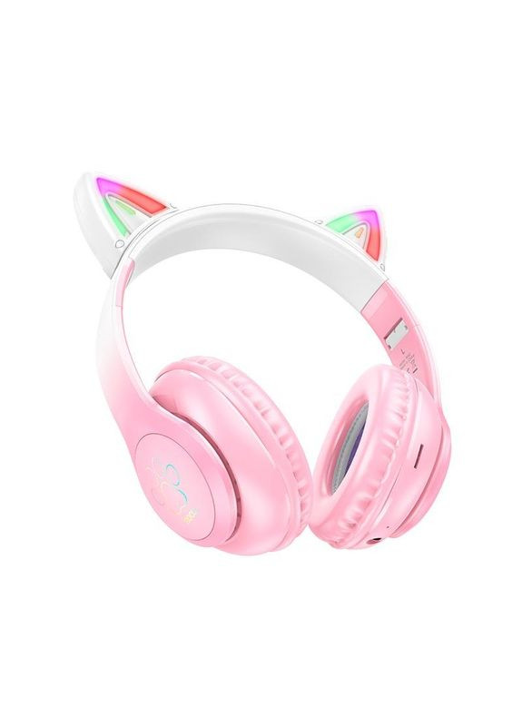 Повнорозмірні навушники w42 з кото вушками рожеві Hoco (280877564)