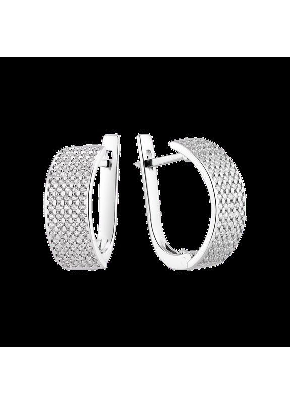 Серебряные серьги классические с россыпью маленьких белых фианитов No Brand (333705671)