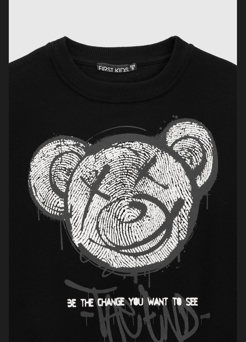 First Kids свитшот с принтом для мальчика 3412 116 см черный (2000990755780d) shop (2000990755780) черный повседневный хлопок, эластан