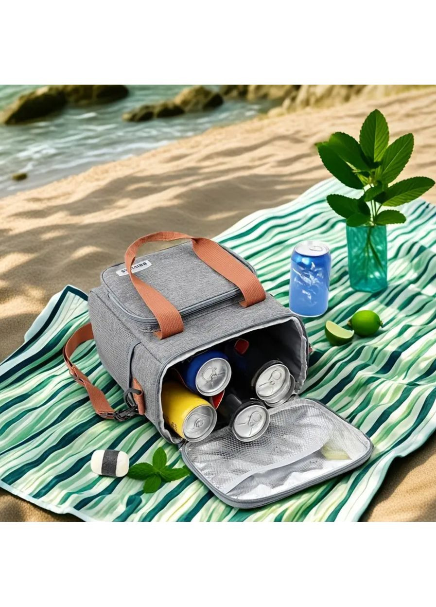 Вместительный большой термо ланч бег - сумка для обедов с карманом, сумка холодильник No Brand (329142089)