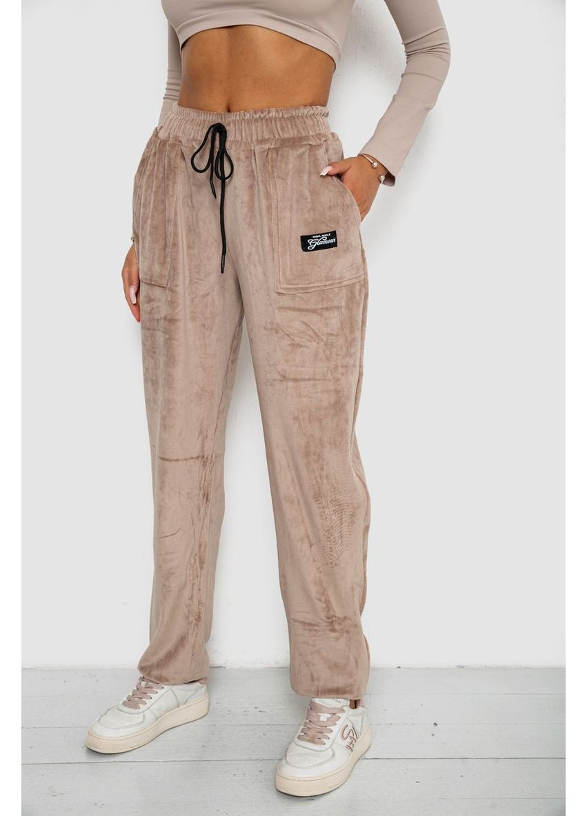 Спортивні штани велюрові жіночі на флісі, колір бежевий, 238R58649-1 Ager (356671951)