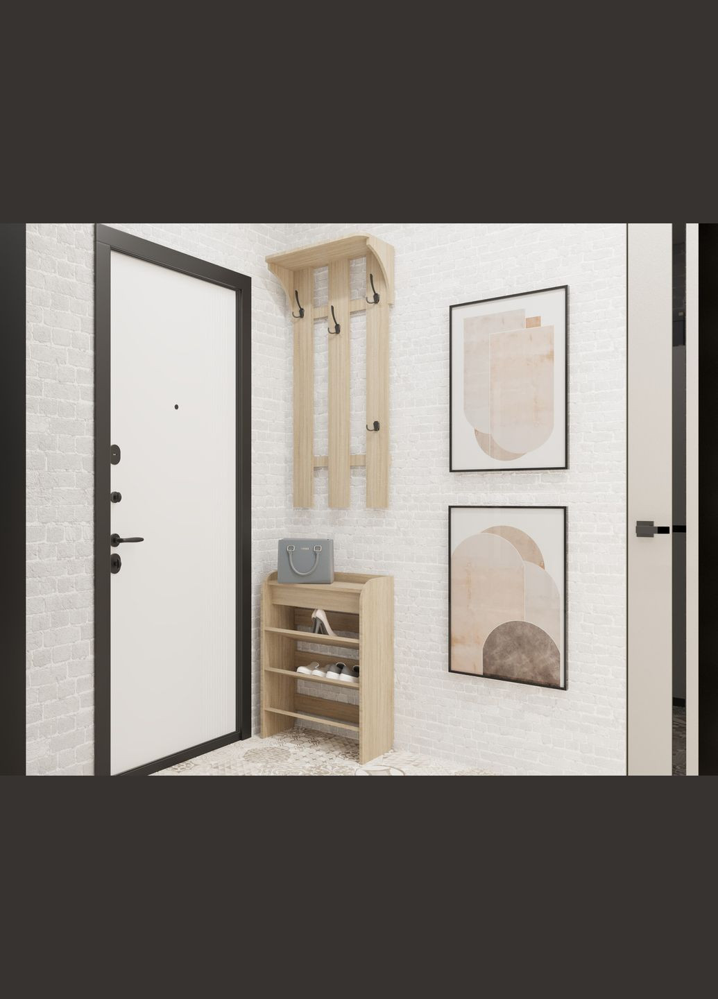 Обувная полочка для прихожей с полкой для крема и лопатки для обуви No Brand (325484428)